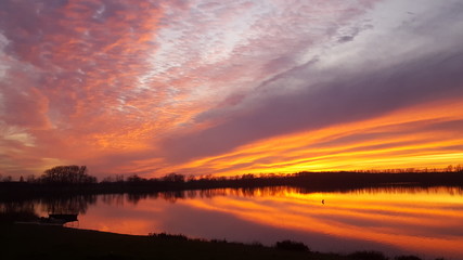 sunset over lake
