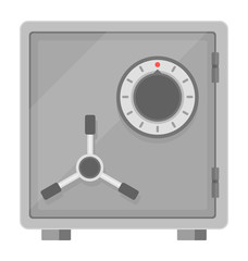 Flat vector illustration of a safe icon front view on white background.