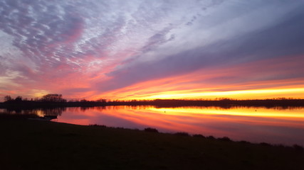 sunset over lake