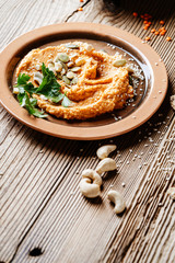 Obraz na płótnie Canvas Lentil hummus with cashews