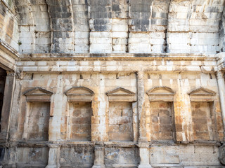 Temple of Diana in the Jardins de la Fontaine provides a close up view of Roman ruins from the 2nd...