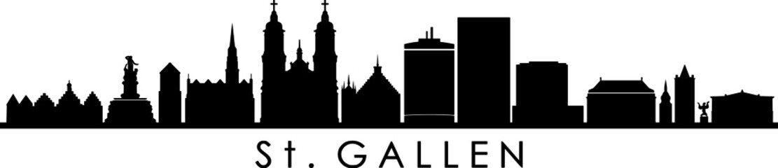 St. Gallen City Switzerland Skyline Silhouette Cityscape Vector