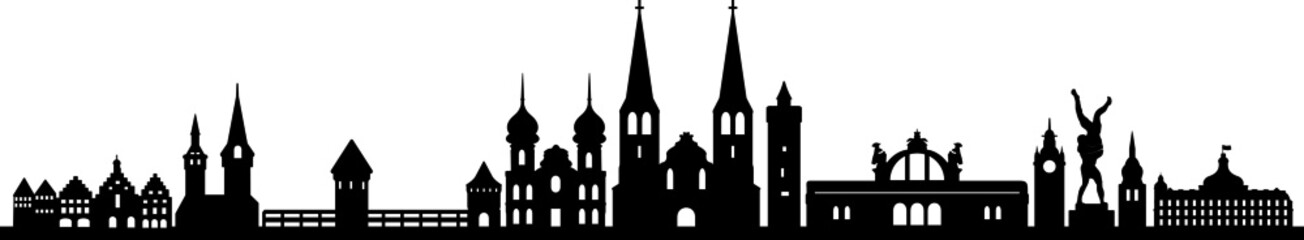 Luzern City Switzerland Skyline Silhouette Cityscape Vector