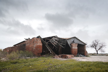 Abandoned hangar in the countryside