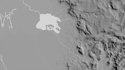 Gambela Peoples, Ethiopia - outlined. Grayscale