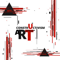 Vector abstract black and red shapes Constructivism Art style design. Geometric figures creates futuristic compostion.