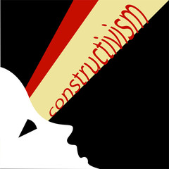 Vector abstract black and red shapes Constructivism Art style design. Geometric figures creates futuristic compostion.