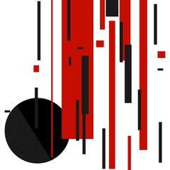 Vector abstract black and red shapes Constructivism Art style design. Geometric figures creates futuristic compostion.