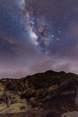 La v&iacute;a l&aacute;ctea con monta&ntilde;as, nevados, &aacute;rboles y m&aacute;s