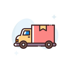 Delivery Van Vector Icon Filled Outline  style illustration.