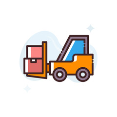 Forklift Truck Vector Icon Filled Outline  style illustration.