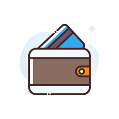 Wallet Vector Icon Filled Outline  style illustration.