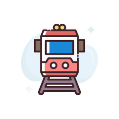 Fototapeta premium Cargo Train Vector Icon Filled Outline style illustration.