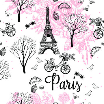 Paris City Romance Graphic Pattern