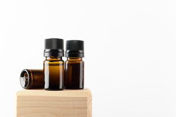Unbranded amber bottles set for cosmetics, natural medicine, essential, massage oils or other...