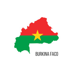 Burkina faco flag map. The flag of the country in the form of borders. Stock vector illustration isolated on white background.