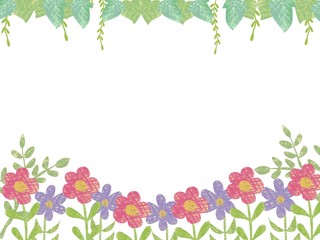 frame with pink and purple  petaled flower field