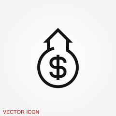 Obraz premium Investments icon. Graph growth graphics vector icon isolated on background