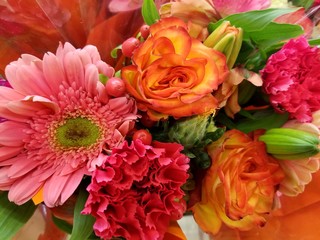 Colorful blends of mixed bouquet of flowers