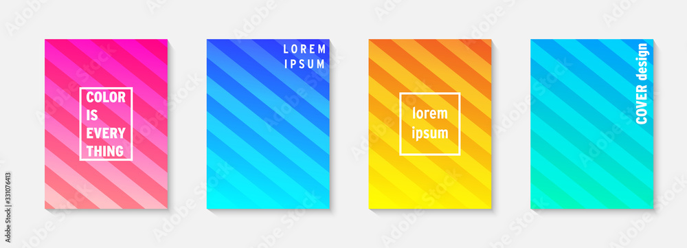 Poster set of minimal covers vector design. colorful gradient. cool modern gradient background design. cove