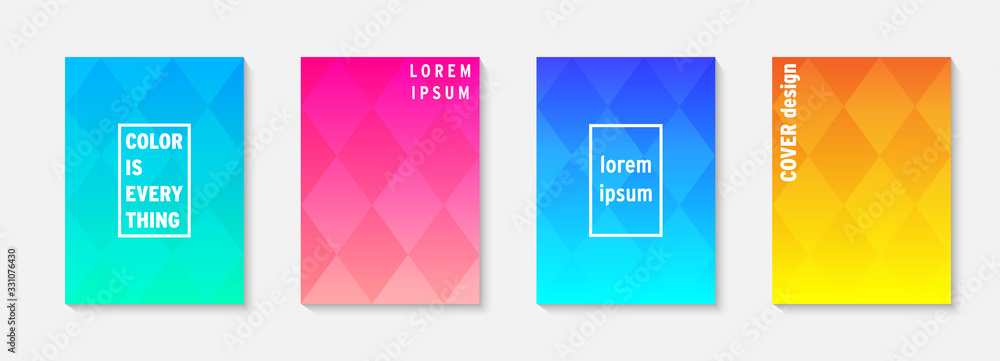 Poster set of minimal covers vector design. colorful gradient. cool modern gradient background design. cove