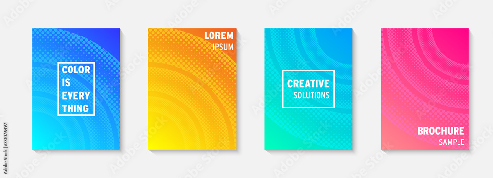 Poster Set of minimal covers vector design. Colorful gradient. Cool modern gradient background design. Cover layout template. Minimal poster template. Modern abstract vector illustration. Geometric poster.