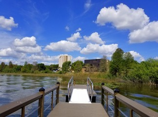 The floating fishing pier by the lake near Heritage Park, Winter Haven, Florida, U.S.A