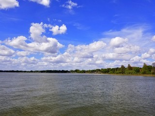 Beautiful blue sky by the lake near Heritage Park, Winter Haven, Florida, U.S.A