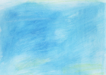 Aquarelle abstract background, textured surface. Bright blue, hand drawn theme