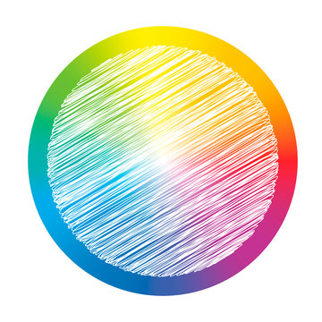 Gradient color ring. Rainbow colored circle with white scribble. Isolated vector illustration on white background.