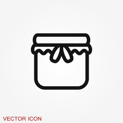 Jar vector icon with cap isolated on background. Honey symbol
