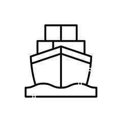 Cargo Ship Vector Icon Line  style illustration.