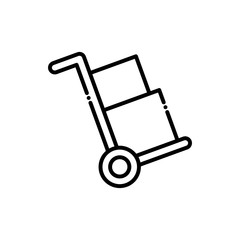 Hand Truck Vector Icon Line  style illustration.