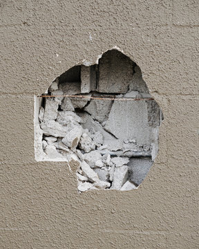 Detail of damaged concrete building wall,Seattle