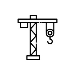 Tower Crane Vector Icon Line  style illustration.