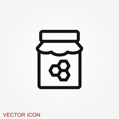 Jar vector icon with cap isolated on background. Honey symbol