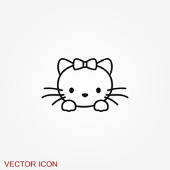 Fototapeta premium Kitty Vector Icon. Cat symbol isolated on background