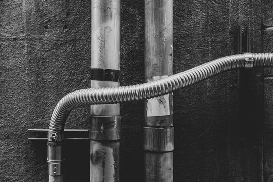 Electrical piping against building wall,Seattle