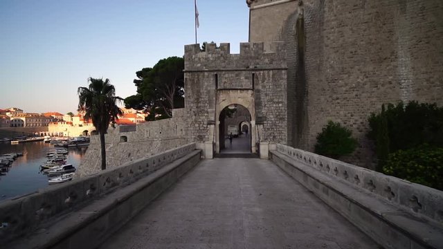 Pile Gate Dubrovnik Old Town, Croatia. Historic fortress, location for game of thrones. Travel destination for tourist visiting Croatia. Europe summer tourism.