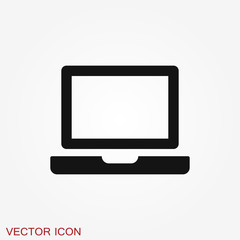 Laptop vector icon, vector illustration, flat design