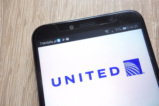 KONSKIE, POLAND - AUGUST 16, 2018: United Continental Holdings logo displayed on a modern smartphone