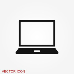 Laptop vector icon, vector illustration, flat design
