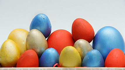 colorful Easter eggs on a white background