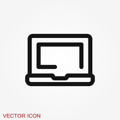 Laptop vector icon, vector illustration, flat design