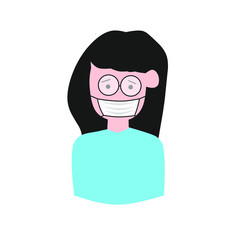  vector illustration of a woman wearing glasses with a mask