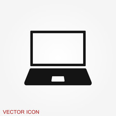 Laptop vector icon, vector illustration, flat design