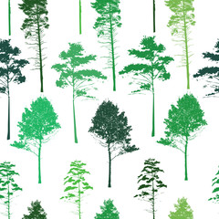 The seamless background is the silhouettes of the trees. Vector illustration