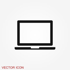 Laptop vector icon, vector illustration, flat design