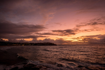 sunrise, ocean and clouds