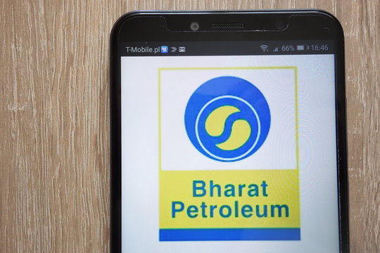 KONSKIE, POLAND - AUGUST 16, 2018: Bharat Petroleum logo displayed on a modern smartphone